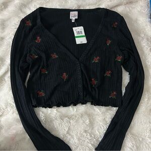 Dark Navy Blue Floral Long Sleeve